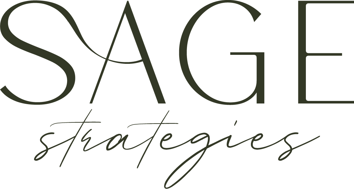 Dark green logo for Sage Strategies, offering next generation psychiatric expertise.