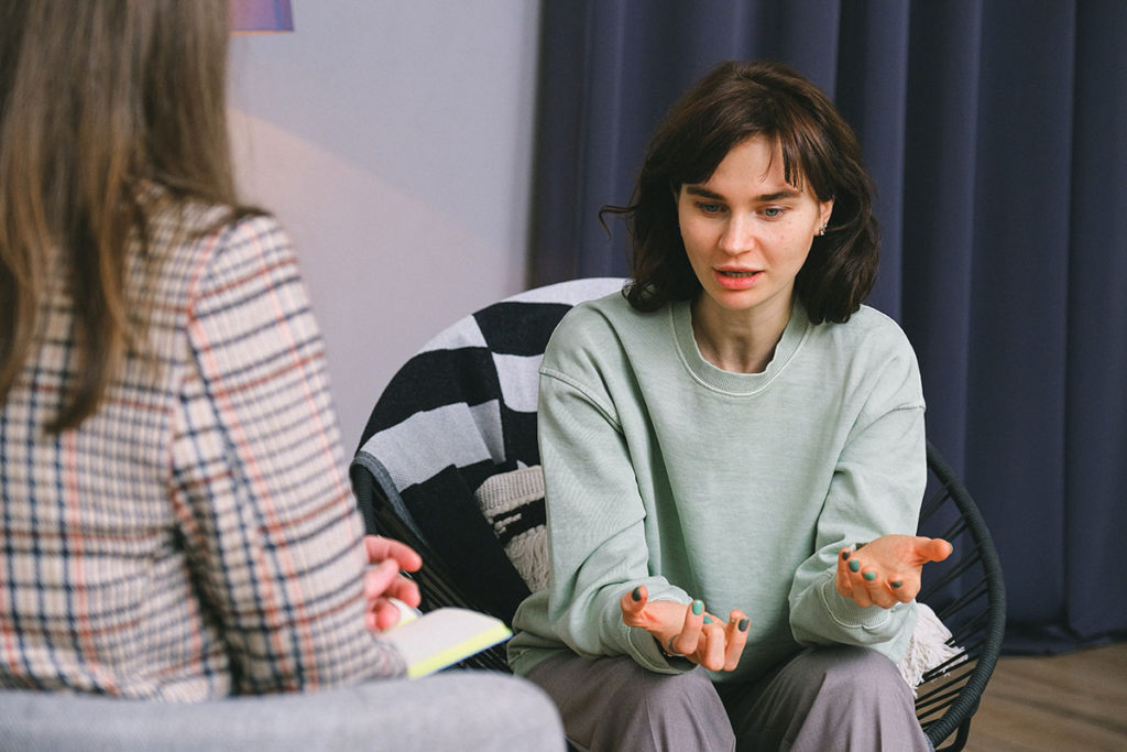 Child and adult psychiatrist during an appointment.